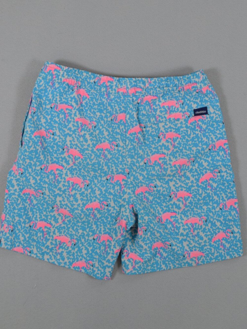 Chubbies Youth Medium Flamingo Swim Trunks Boys 10 12 Blue Pink Lined Beach Shor - Picture 2 of 15
